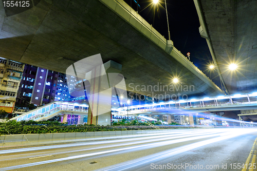 Image of light trails on highway