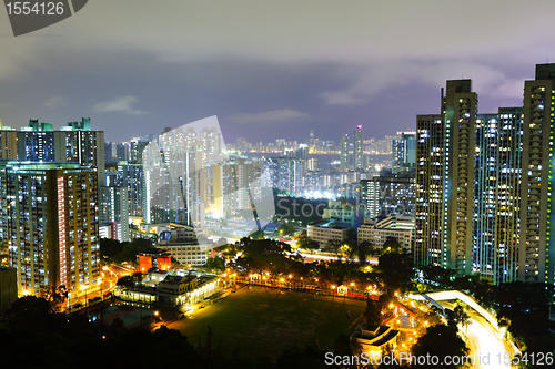 Image of night in Hong Kong downtown