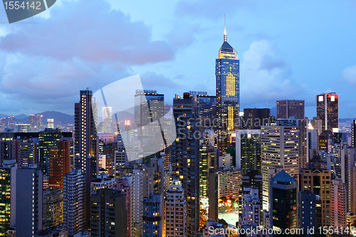 Image of building at night in Hong Kong