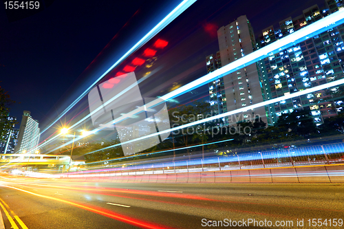 Image of Modern urban traffic at night