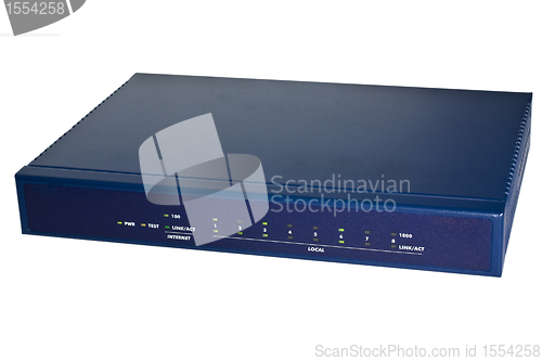 Image of blue internet broadband router