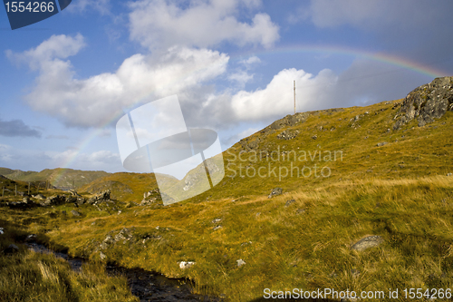 Image of cloudy sky over scottish landscape