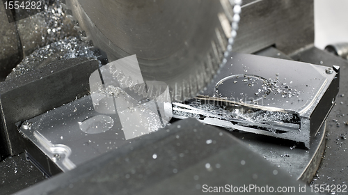 Image of circular saw in close up, to abolish a  hard disk