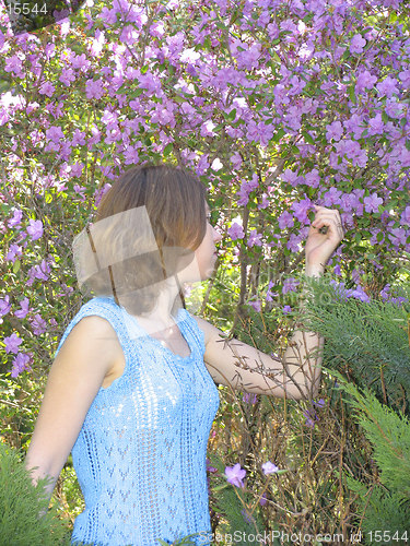 Image of Girl and rhododendron