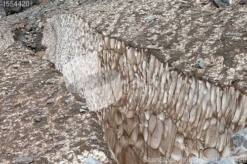 Image of Crevasse in glacier. Close-up view.