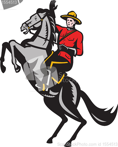 Image of Canadian Mounted Police Mountie Riding Horse