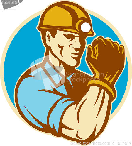 Image of Coal Miner With Clenched Fist Retro