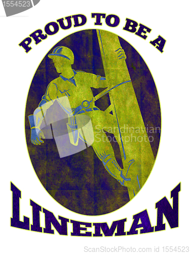 Image of power lineman electrician repairman retro