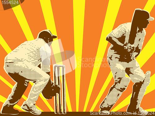 Image of cricket player batsman batting retro