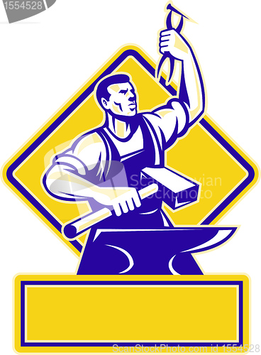 Image of Blacksmith Holding Hammer with Anvil