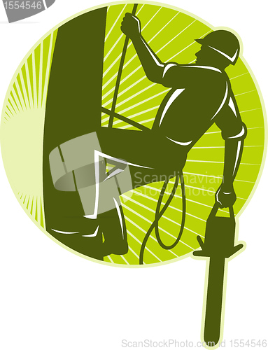 Image of arborist tree surgeon chainsaw retro