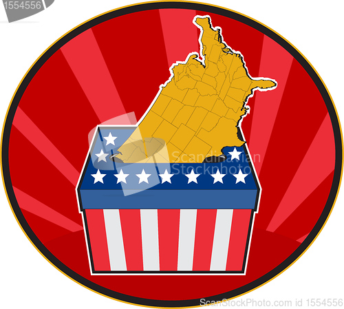 Image of American election ballot box map of USA