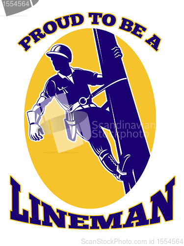 Image of power lineman electrician repairman retro