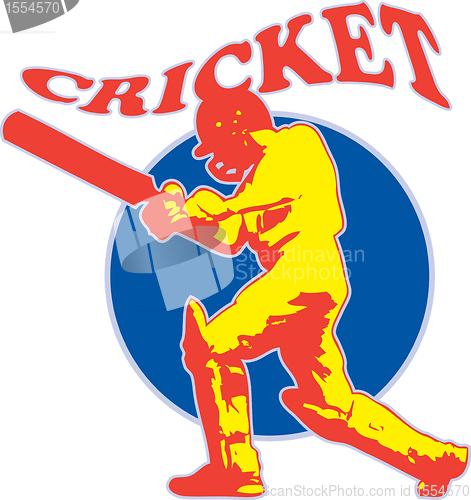 Image of cricket player batsman batting retro