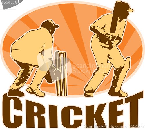 Image of cricket player batsman batting retro