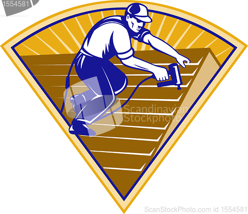 Image of Roofer Roofing Worker Working on Roof