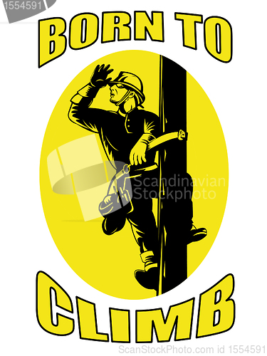 Image of American power lineman electrician repairman retro