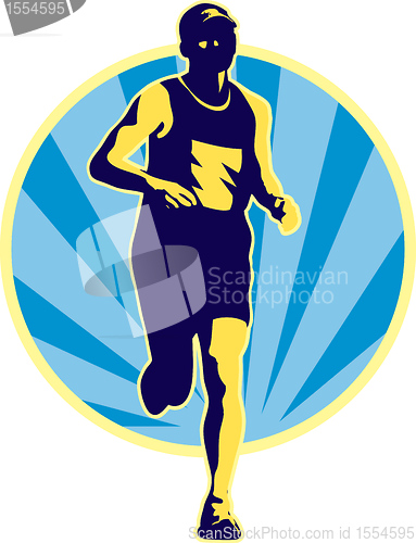 Image of marathon runner running retro