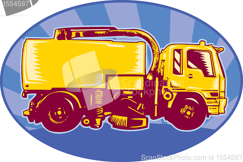 Image of street cleaner sweeper truck side view retro
