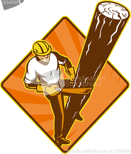 Image of power lineman electrician repairman climbing electric pole