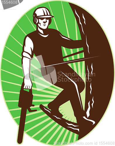 Image of arborist tree surgeon chainsaw retro
