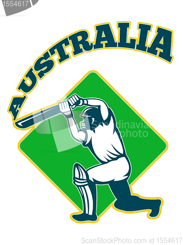 Image of cricket player batsman batting retro Australia