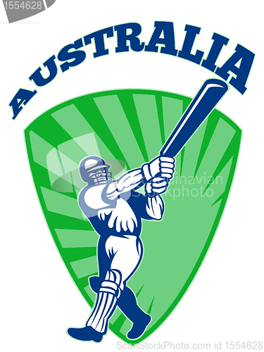 Image of cricket player batsman batting retro Australia