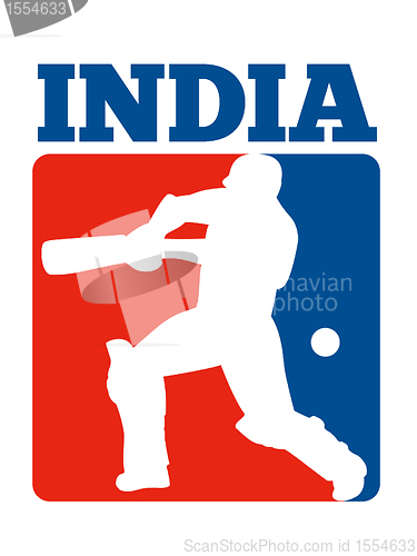 Image of cricket player batsman batting retro India