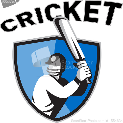 Image of cricket player batsman with bat shield