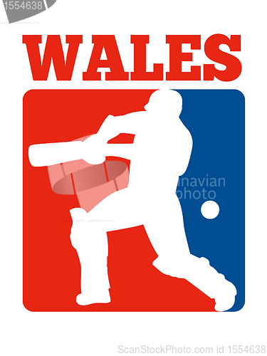 Image of cricket player batsman batting retro Wales