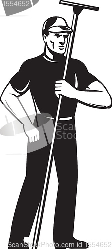 Image of window washer cleaner worker standing