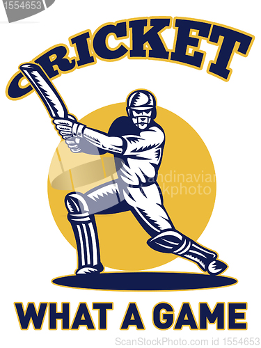 Image of cricket player batsman batting retro 