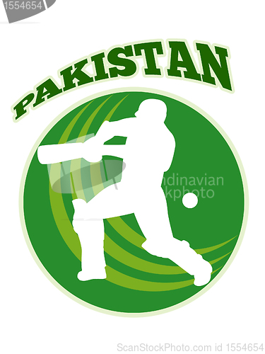 Image of cricket player batsman batting retro Pakistan