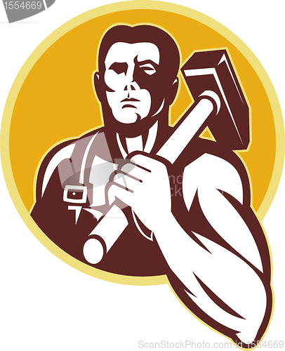 Image of blacksmith with hammer retro style