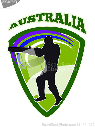Image of cricket player batsman batting retro Australia