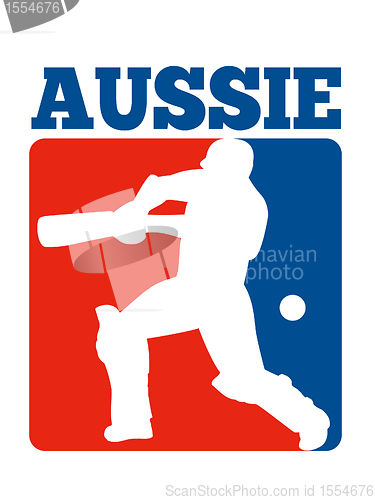 Image of cricket player batsman batting retro Australia