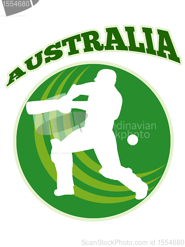 Image of cricket player batsman batting retro Australia