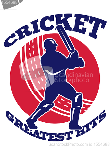 Image of cricket player batsman batting retro 