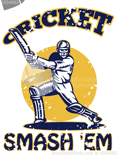 Image of cricket player batsman batting retro 