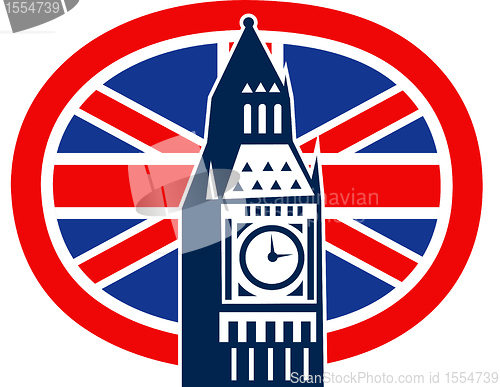 Image of London Big Ben British Union Jack flag