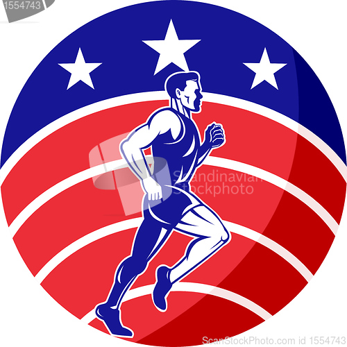 Image of American Marathon runner stars stripes flag