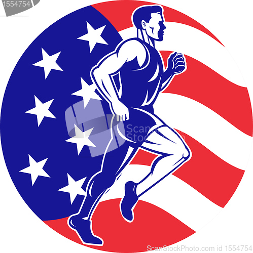 Image of American Marathon runner stars stripes flag