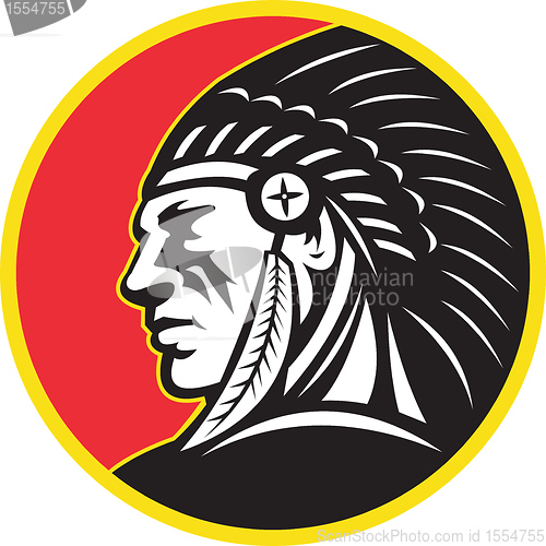 Image of Native American Indian Chief Side