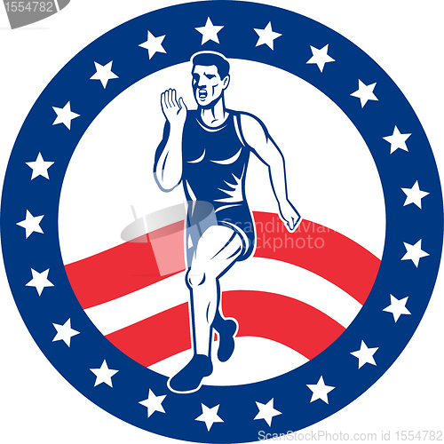 Image of American Marathon runner stars stripes