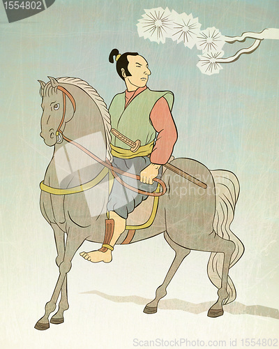 Image of Samurai warrior riding horse