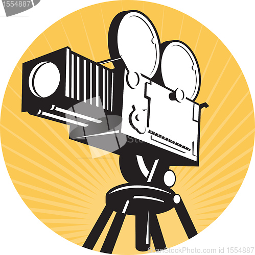 Image of vintage movie film camera retro style