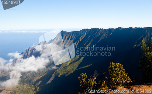 Image of Fog forms on Kalalau valley Kauai