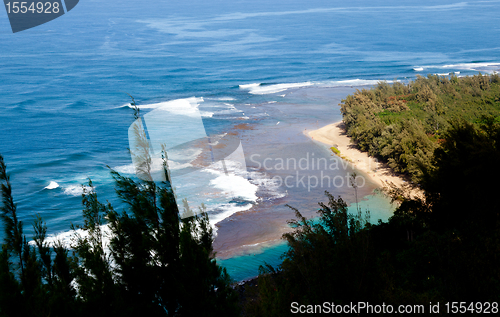 Image of Ke'e beach on Kauai from trail