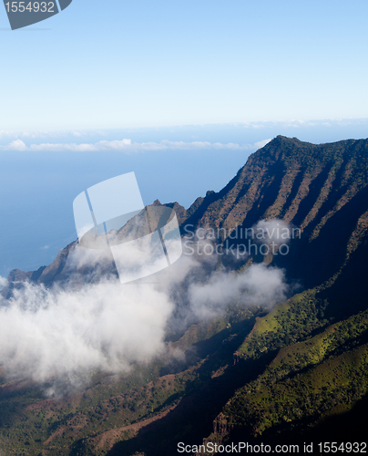 Image of Fog forms on Kalalau valley Kauai