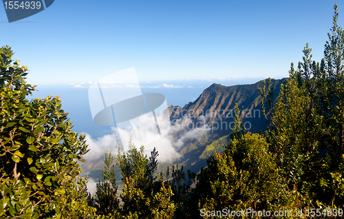 Image of Fog forms on Kalalau valley Kauai